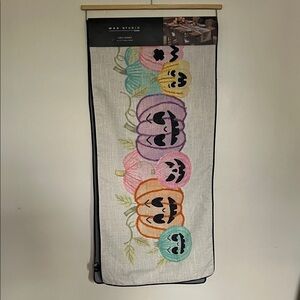 Max Studio Home Halloween Multicolor Embroidered Pumpkin Table Runner NWT